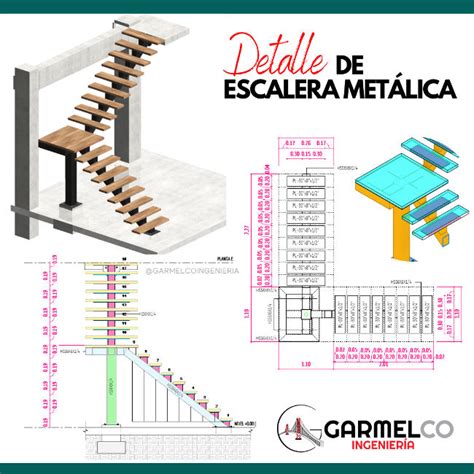 como fabricar escaleras metalicas|detalle escalera acero.